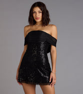 Rosalyn Sequin Beaded Off-The-Shoulder Mini Dress