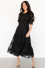Nellie Smocked Midi Dress | Black